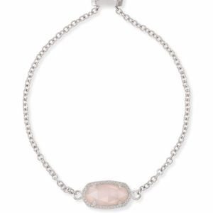 Kendra Scott Elaina Bracelet in Rhodium Rose Quartz.
